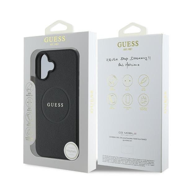 Guess Mobilskal till iPhone 16 Magsafe Grained Ring - Svart Svart