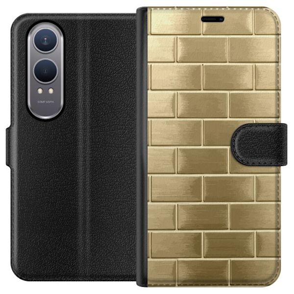 Plånboksfodral till OnePlus Nord CE4 Lite med Gyllene Murstenar