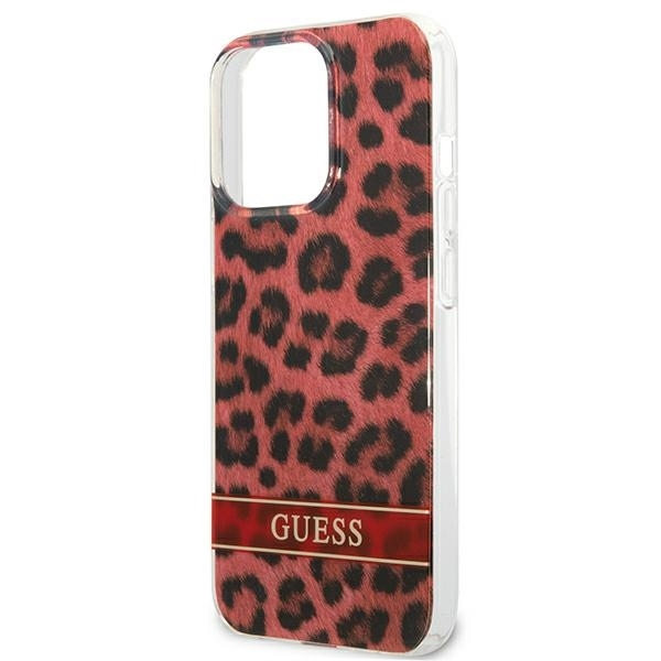 Guess telefontaske til iPhone 13 Pro/13 MagSafe Leopard - Rød