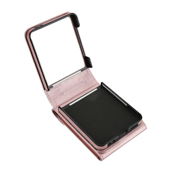 Galaxy Z Flip7 Plånboksfodral Litchi med Axelrem - Roséguld Roséguld