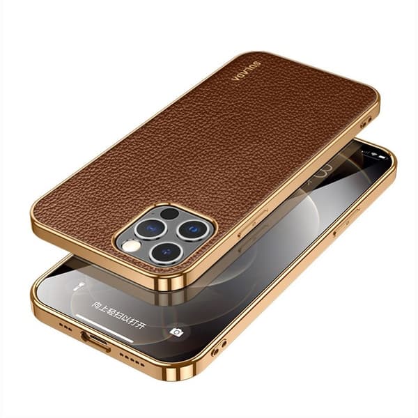 SULADA Mobilskal till iPhone 12 Pro Max PU Läder TPU Litchi Textur Brun