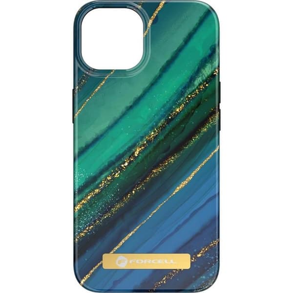 Forcell iPhone 15 Plus Mobilskal Magsafe Mirage - Jade Marble Grön
