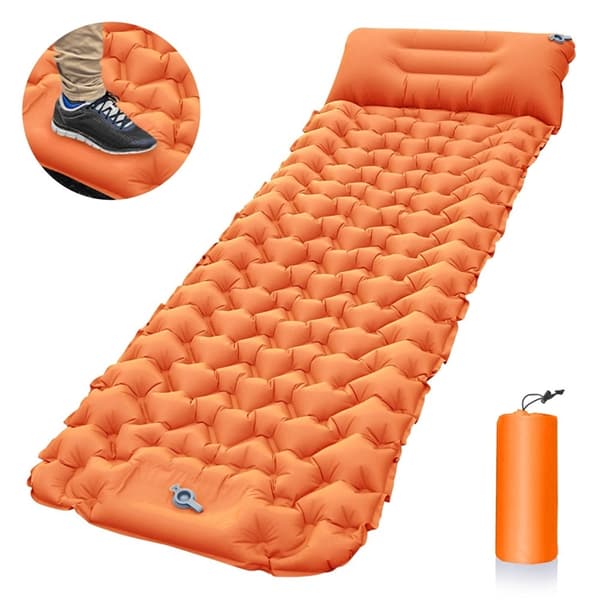 Fotpump Bärbar Luftmadrass Liggunderlag Utomhus Camping - Orange
