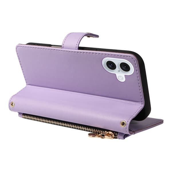 iPhone 17 Plånboksfodral Rhombus Läder - Lila Lila