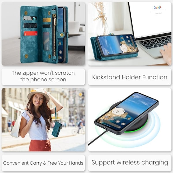 CASEME Plånboksfodral Konstläder till Google Pixel 9 Pro - Blå