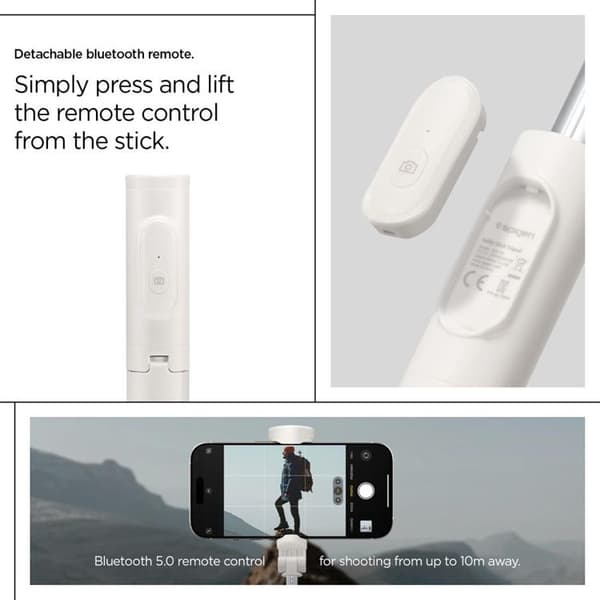 Spigen Selfie Stick Stativ Bluetooth S541W - Hvid Vit