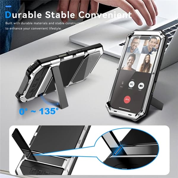 R-JUST Mobilskal till iPhone 17 med Härdat Glas Kickstand - Silver Silver