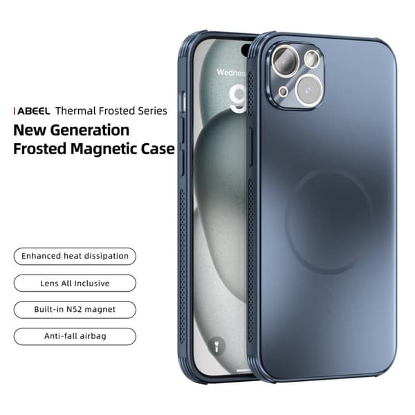 ABEEL Mobilskal till iPhone 15 Magnetisk TPU PC Kyl Matte Blå