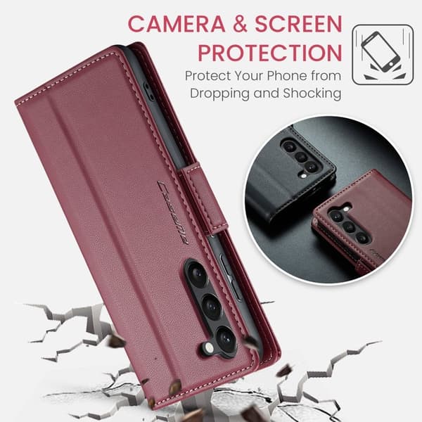 CASEME Plånboksfodral Konstläder för Samsung Galaxy S25+ - Röd