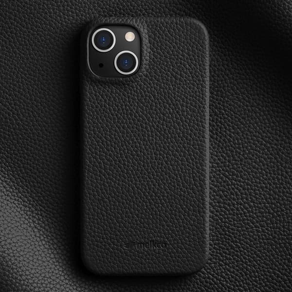MELKCO Mobilskal till iPhone 13 Äkta Läder + PC Svart