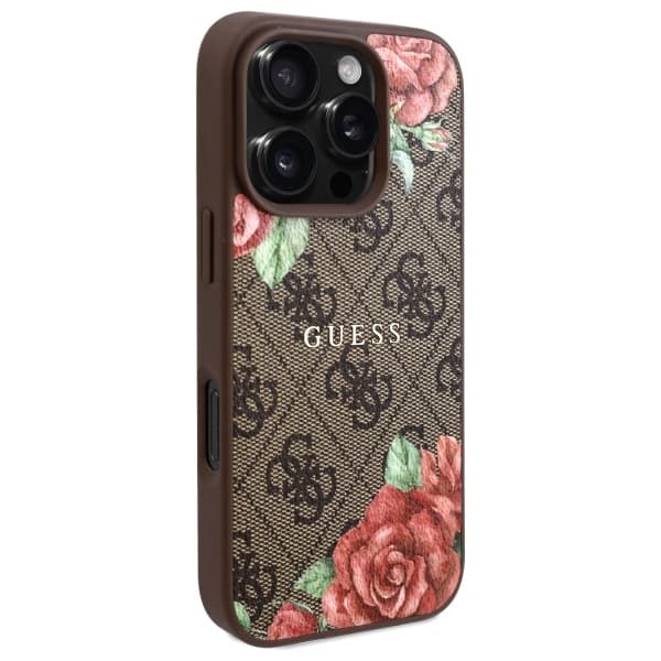 Guess telefonetui til iPhone 16 Pro MagSafe 4G Blomsterprint - Brun Brun