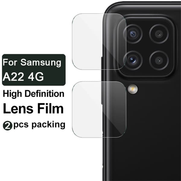 [2-PACK] Kameralinsskydd i Härdat Glas Samsung Galaxy A22 4G - Clear Transparent
