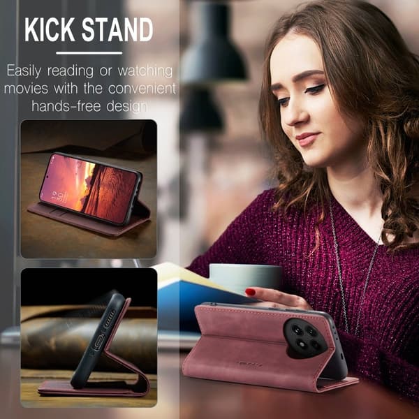 CASEME 013 Case OnePlus 13 Plånboksfodral Konstläder - Röd