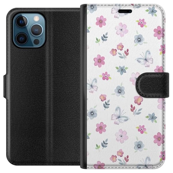Plånboksfodral till Apple iPhone 12 Pro med Blommor och fjärillar