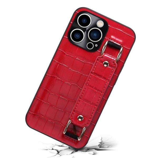iPhone 14 Pro Cover Kortholder Krokodille - Rød