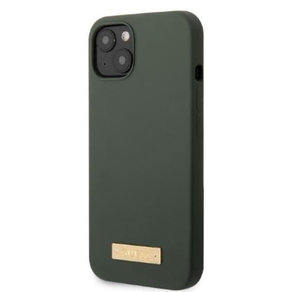 Guess iPhone 13 Skal MagSafe Silicone Logo Plate - Khaki Grön