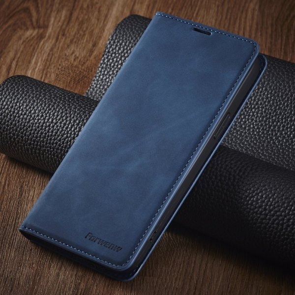 FORWENW iPhone 14 Plus Plånboksfodral i Konstläder - Blå