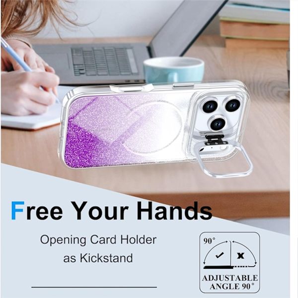 Mobilskal till iPhone 17 Pro Max MagSafe Shockproof Glitter Gradient - Lila Lila