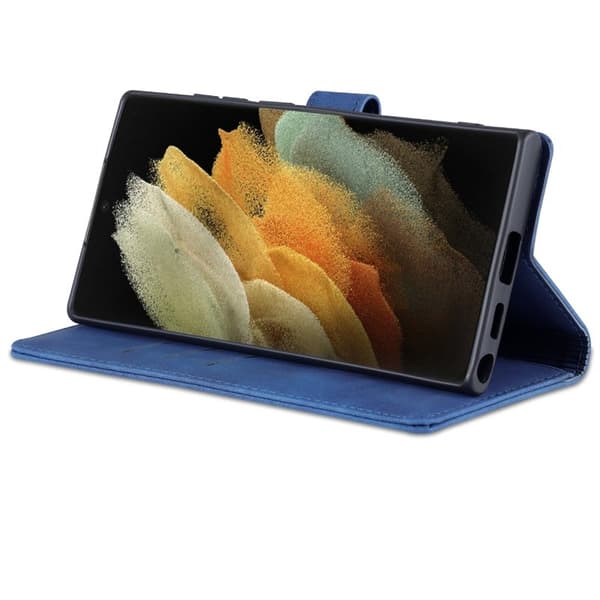 AZNS Samsung Galaxy S24 Ultra Plånboksfodral Konstläder - Blå