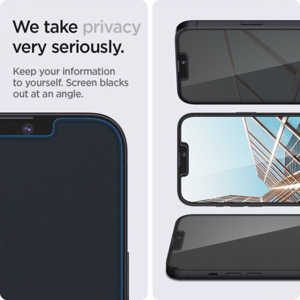 Spigen 2-Pack Privacy Härdat Glas Skärmskydd iPhone 13 Pro / 13