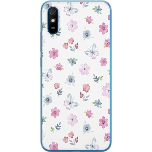 Telefontaske til Xiaomi Redmi 9A med blomster og sommerfugle