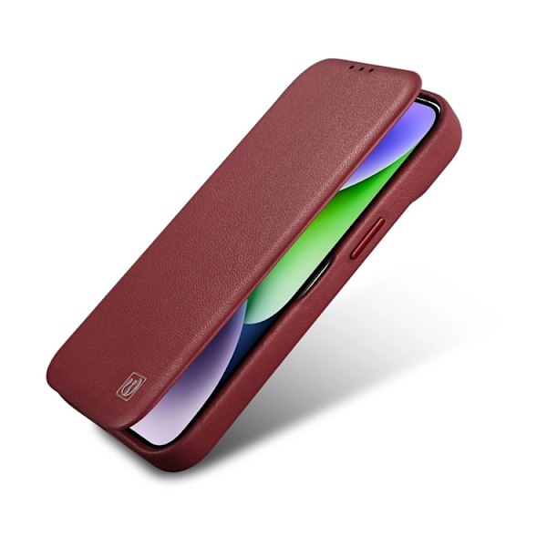 iCarer iPhone 14 Pro Plånboksfodral Magsafe CE Läder - Röd