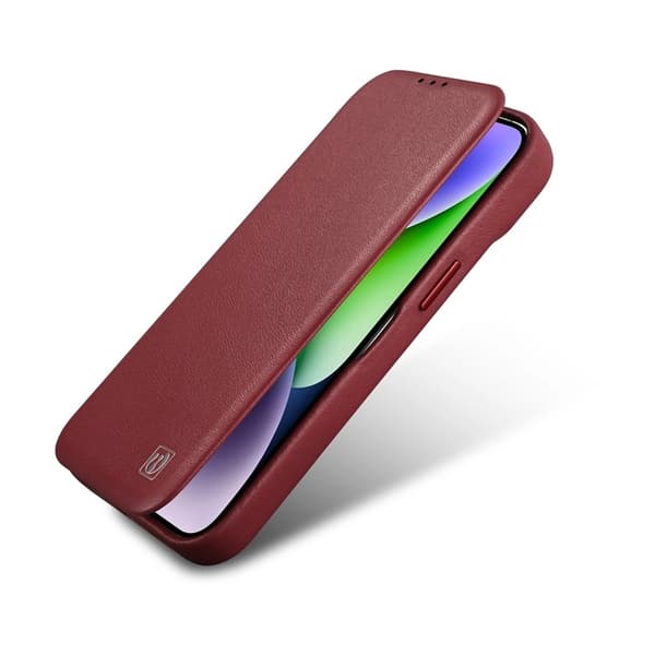 iCarer iPhone 14 Pro Plånboksfodral Magsafe CE Läder - Röd Röd
