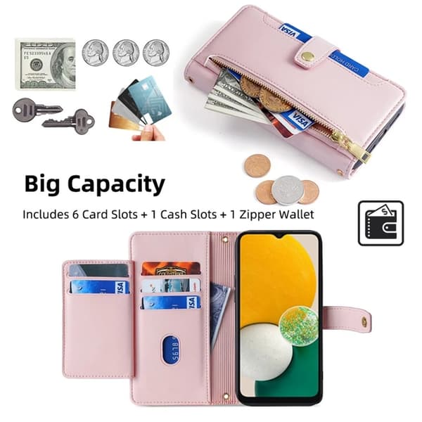 Galaxy A13 5G Plånboksfodral Konstläder - Rosa Rosa