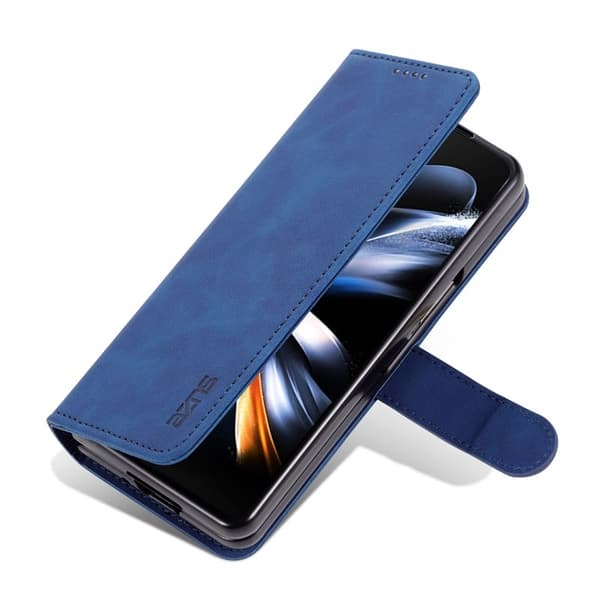AZNS Samsung Galaxy Z Fold4 Plånboksfodral Konstläder - Blå
