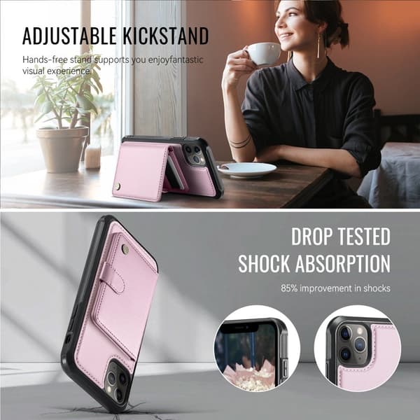 JEEHOOD J09 Mobilskal till iPhone 11 Pro Max RFID Läder MagSafe - Rosa