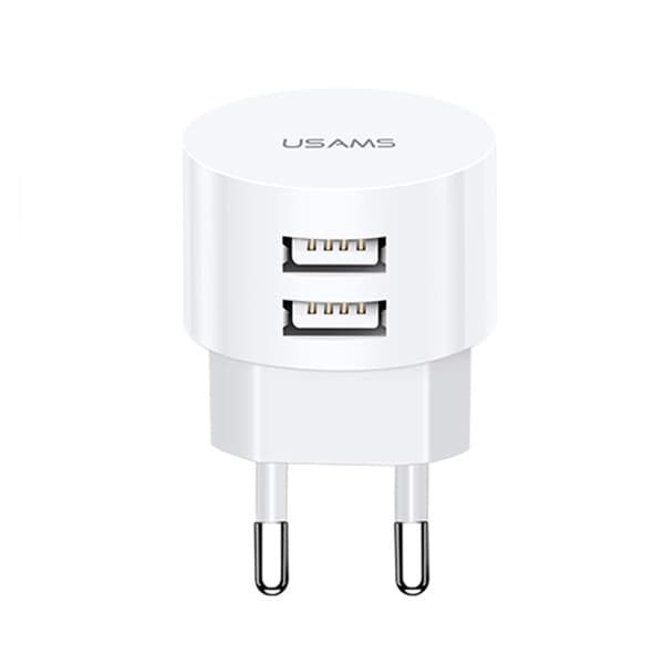 USAMS vægoplader T20 2xUSB 2.1A hurtig opladning (US-CC080) - hvid