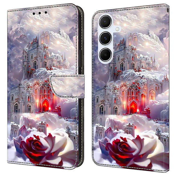 Galaxy A17 5G Konstläder Plånboksfodral Pattern Printing - Castle