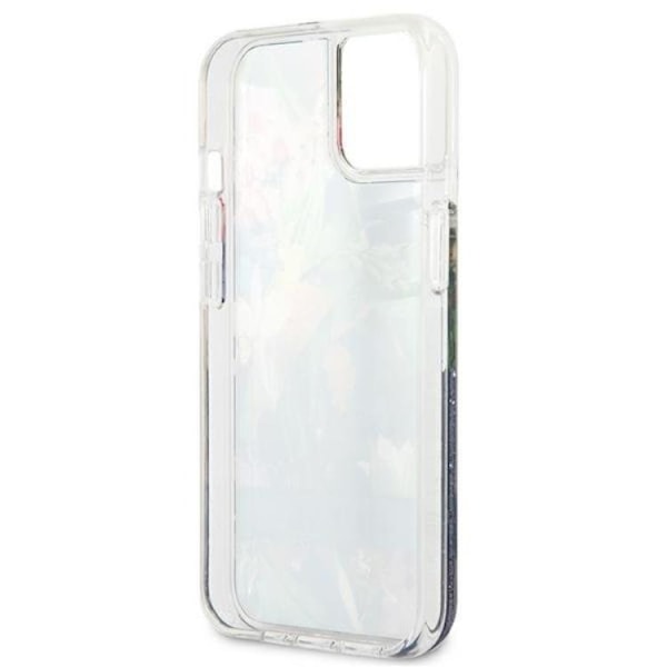 Guess iPhone 13 mini Skal Flower Liquid Glitter - Blå