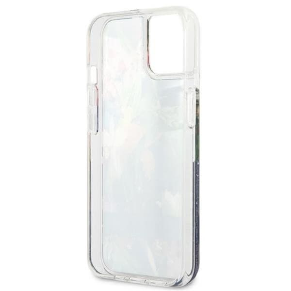 Guess iPhone 13 mini Skal Flower Liquid Glitter - Blå Blå