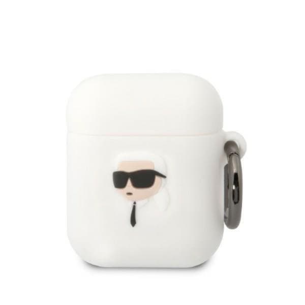 KARL LAGERFELD AirPods 1/2 Skal Silicone Karl Head 3D - Vit Vit