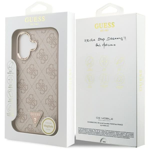 Guess Mobilskal till iPhone 17 MagSafe 4G Triangle Logo - Rosa Guld Rosa