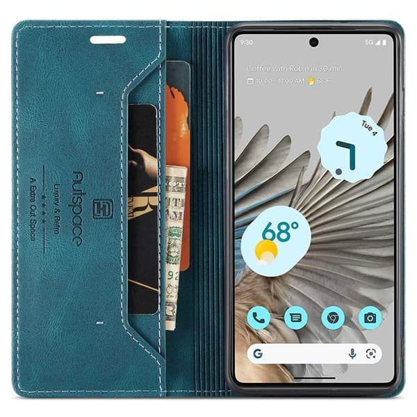 AUTSPACE A01 Google Pixel 7 Pro Fodral Retro Matte KonstLäder - Blå