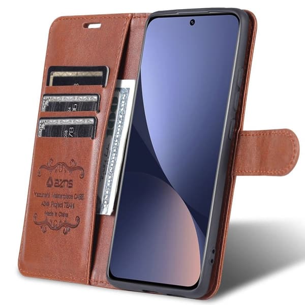 AZNS Xiaomi 12 Lite Plånboksfodral Konstläder - Brun