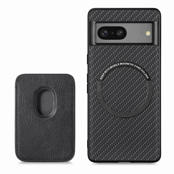Google Pixel 7A Mobilskal Korthållare Detachable - Svart Svart
