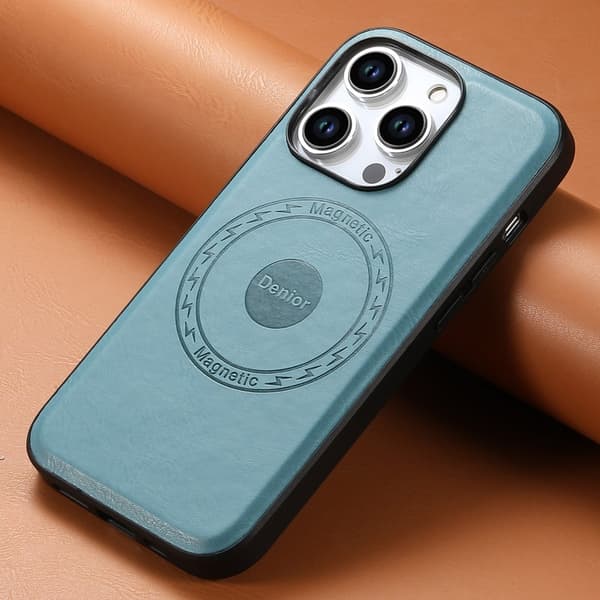 DENIOR Mobilskal till iPhone 15 Pro Max PU-läder Belagt TPU+PC - Blå