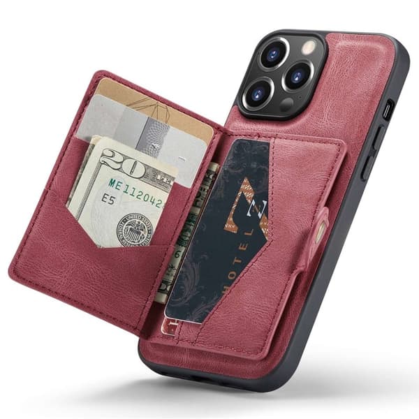 JEEHOOD Mobilskal till iPhone 14 Pro Max Retro Konstläder Röd