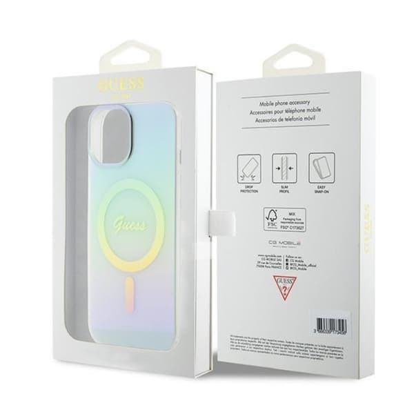 Guess Mobilskal till iPhone 15 Plus Magsafe IML Iridescent - Turquoise