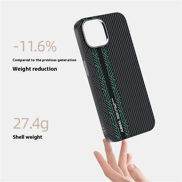 ABEEL Mobilskal till iPhone 15 PC TPU Aluminium PU Läder MagSafe Textur 2
