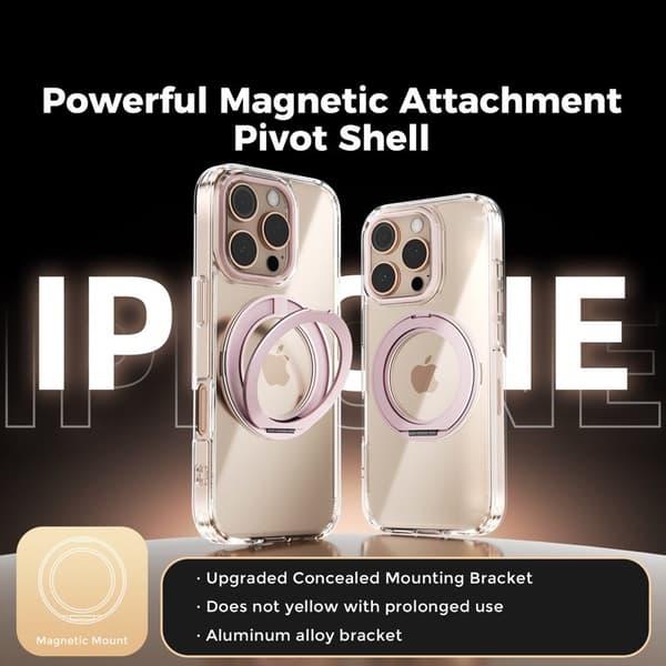 ABEEL Q-LUCK Mobilskal till iPhone 16 Pro Shockproof Kickstand Rosa