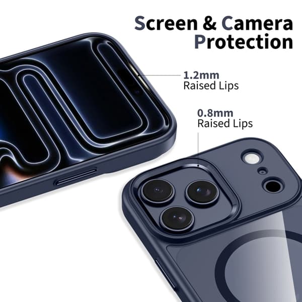 Tech-Protect Telefontaske til iPhone 17 Pro Magsafe - Mørkeblå/Klar Blå