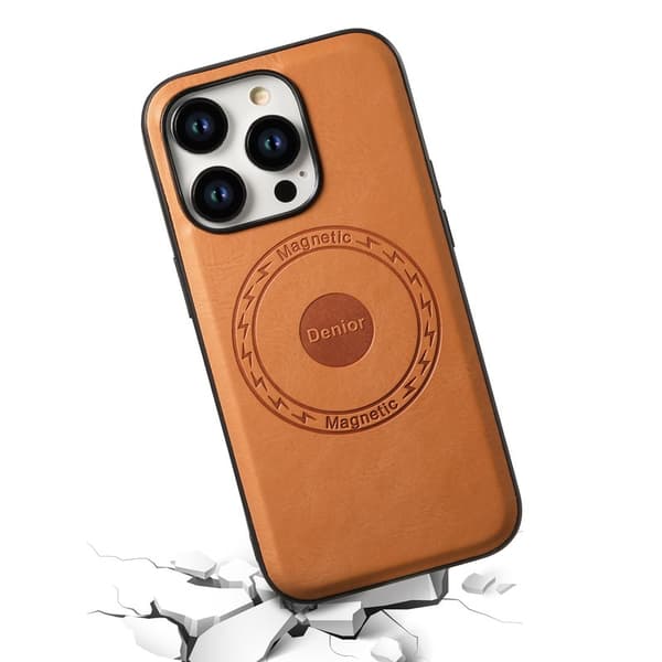DENIOR Mobilskal till iPhone 15 Pro Max PU-läder Coated TPU+PC - Khaki