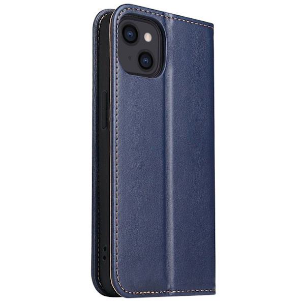 FIERRE SHANN för iPhone 15 Plus Plånboksfodral Konstläder - Blå
