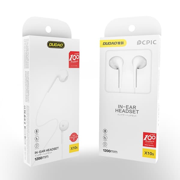 Dudao In-Ear Trådbundna Hörlurar 3.5mm Mini Jack X10S - Vit Vit