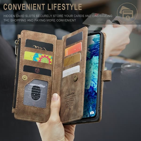 CASEME Konstläder Plånboksfodral för Samsung Galaxy S20 FE - Brun