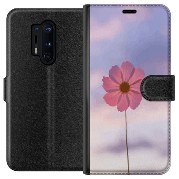 Pungcover til OnePlus 8 Pro med lyserød blomst